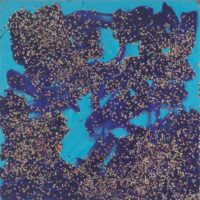 1985<br>pittura industriale, tempera, coriandoli su tela, cellophane<br>cm 100x100