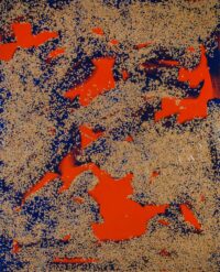 1985<br>pittura industriale, tempera, coriandoli su tela, cellophane<br>cm 160x130