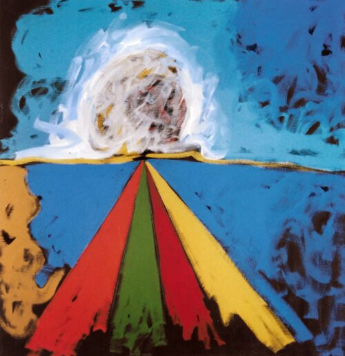 1985<br> pittura industriale, tempera, gessetto su tela<br> cm 90x90