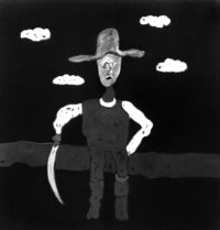 1986<br>pittura industriale, tempera, gessetto su tela<br> cm 100x100