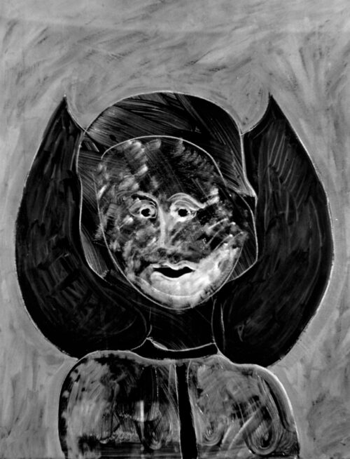 1986<br>pittura industriale, tempera, gessetto su tela<br>cm 80x60