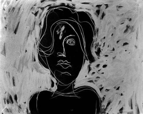 1986<br>pittura industriale, tempera, gessetto su tela<br>cm 80x100