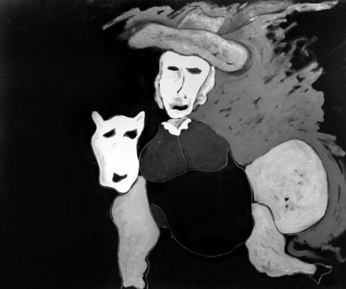 1986<br>pittura industriale, tempera, gessetto su tela<br>cm 80x100