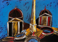 1986<br>pittura industriale, tempera, gessetto su tela<br>cm 80x115