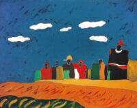 1986<br>pittura industriale, tempera, gessetto su tela<br>cm 70x100