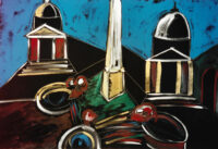 1986<br>pittura industriale, tempera, gessetto su tela<br>cm 60x90