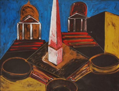 1986<br>pittura industriale, tempera, gessetto su tela<br> cm 100x120