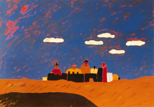 1986<br>pittura industriale, tempera, gessetto su tela<br>cm 50x70