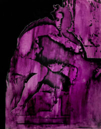 1986<br>pittura industriale, smalto alla anilina, fotografia emulsionata su tela<br>cm 100x80