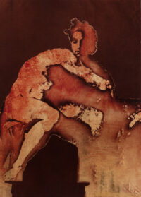 1986<br>pittura industriale, smalto alla anilina, fotografia emulsionata su tela<br>cm 100x70