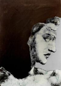 1986<br>pittura industriale, smalto alla anilina, fotografia emulsionata su tela<br>cm 100x70