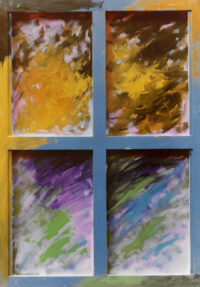 1986<br> tempera telaio di legno su tela<br>cm 100x70