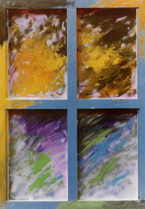 1986<br> tempera telaio di legno su tela<br>cm 100x70