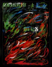 1986<br>Omaggio a Emile Degas<br>pittura industriale, tempera, matita su tela<br>cm 120x80