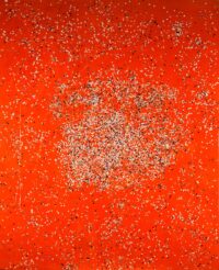 1986<br>pittura industriale, coriandoli su tela, cellophane<br>cm 160x130