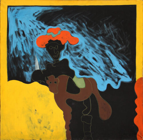 1986<br>pittura industriale, tempera, gessetto su tela<br> cm 100x100