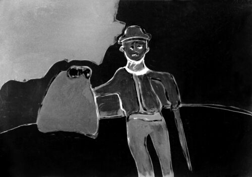 1986<br>pittura industriale, tempera, gessetto su tela<br> cm 70x100