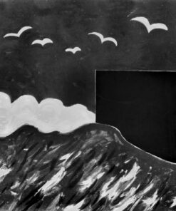 1986<br> La casa del doganiere<br>pittura industriale, tempera, gessetto su tela<br> cm 100x120