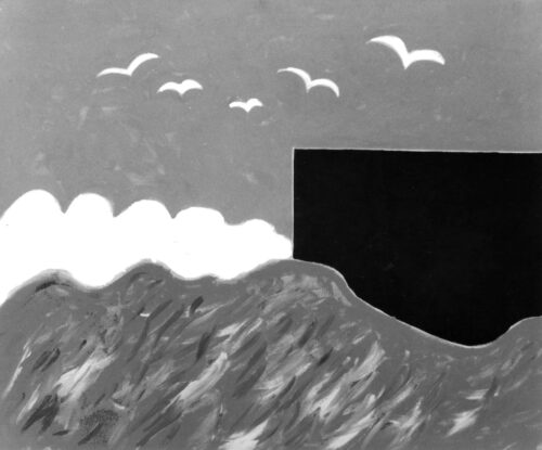 1986<br> Four Julay<br> pittura industriale, tempera, gessetto su tela<br>cm 100x120