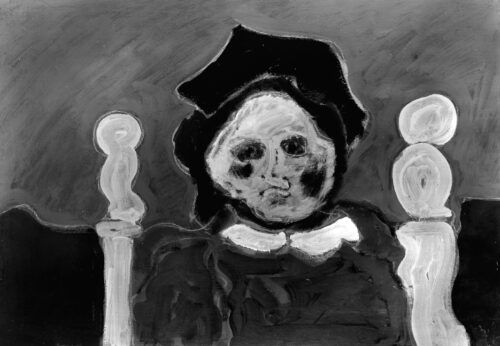 1986<br>pittura industriale, tempera, gessetto su tela<br> cm 40x50