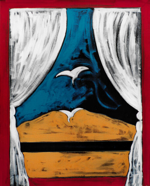 1986<br> pittura industriale, tempera, gessetto su tela<br>cm 80x60