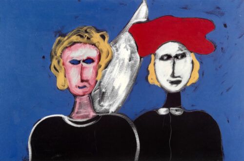 1986<br>pittura industriale, tempera, gessetto su tela<br> cm 60x90