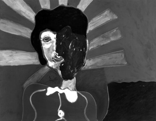 1986<br>pittura industriale, tempera, gessetto su tela<br>cm 80x100