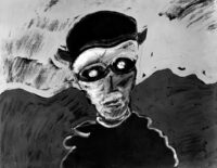 1986<br>Ritratto di Max<br>pittura industriale, tempera,  gessetto su tela<br> cm 50x60