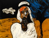 1986<br> pittura industriale, tempera, gessetto su tela<br> cm 80x100