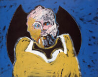 1986<br> Per Giorgio Franchetti<br> pittura industriale, tempera, matita su tela<br> cm 80x100