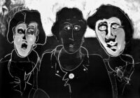 1986<br> N. 5<br>pittura industriale, tempera, gessetto su tela<br> cm 70x100