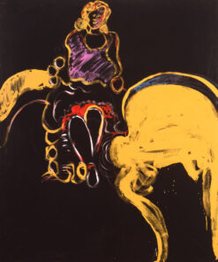 1986<br> Figura su fondo nero<br>pittura industriale, tempera, gessetto su tela<br> cm 160x130