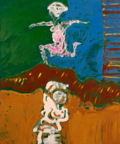 1986<br> Estinzione di un Sabba a Stonehenge<br>pittura industriale, tempera, gessetto su tela<br> cm 160x130