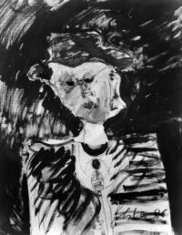 1986<br> Ritratto di Henry Ford<br>pittura industriale, tempera, grafite su tela<br> cm 100x80