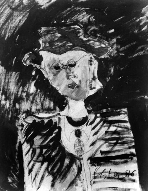 1986<br> Ritratto di Henry Ford<br>pittura industriale, tempera, grafite su tela<br> cm 100x80