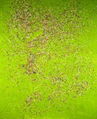 1986<br>pittura industriale, coriandoli su tela, cellophane<br>cm 160x130