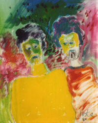 1986<br> San Giovanni e Paolo<br> tempera e grafite su tela <br> cm 80x100