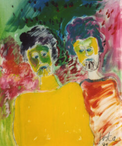 1986<br> San Giovanni e Paolo<br> tempera e grafite su tela <br> cm 80x100