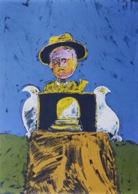 1986<br>Monte<br>pittura industriale, tempera, gessetto su tela<br> cm 140x140