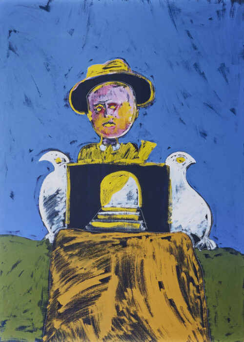 1986<br>Monte<br>pittura industriale, tempera, gessetto su tela<br> cm 140x140