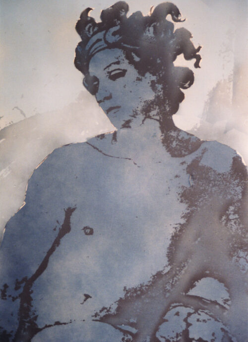 1986<br>pittura industriale, tempera, fotografia emulsionata su tela<br>cm 100x70
