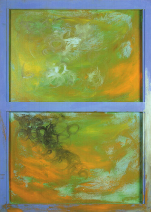 1986<br> New realist<br>tempera e telaio di legno su tela<br> cm 100x70