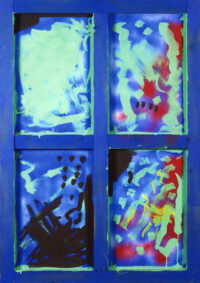 1986<br> New realist<br>tempera e telaio di legno su tela<br> cm 100x70