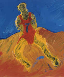 1986<br> Il maratoneta<br> pittura industriale, tempera, gessetto su tela<br> cm 60x90