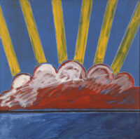 1986<br>Tramonto<br>pittura industriale, tempera, gessetto su tela<br> cm 80x80