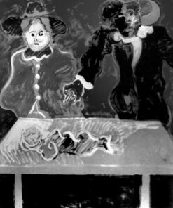 1986 4 aprile<br>Lezioni d'anatomia<br>pittura industriale, tempera, gessetto su tela<br> cm 160x130