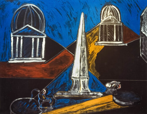 1986 25 luglio<br>pittura industriale, tempera, matita su tela<br> cm 100x120