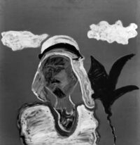 1986<br> Lawrence d'arabia<br>pittura industriale, tempera, gessetto su tela<br> cm80x80