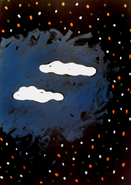 1986<br>pittura industriale, tempera, gessetto su tela<br>cm 80x60