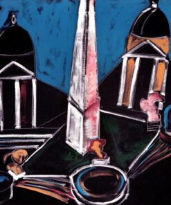 1986<br>Piazza del Popolo<br>pittura industriale, tempera, gessetto su tela<br>cm 80x100